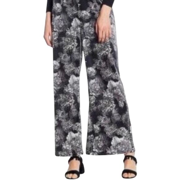 Wild Pearl Pants - Wild Pearl Women's Size XXS Gray Velour Floral Wide Leg Pants New
